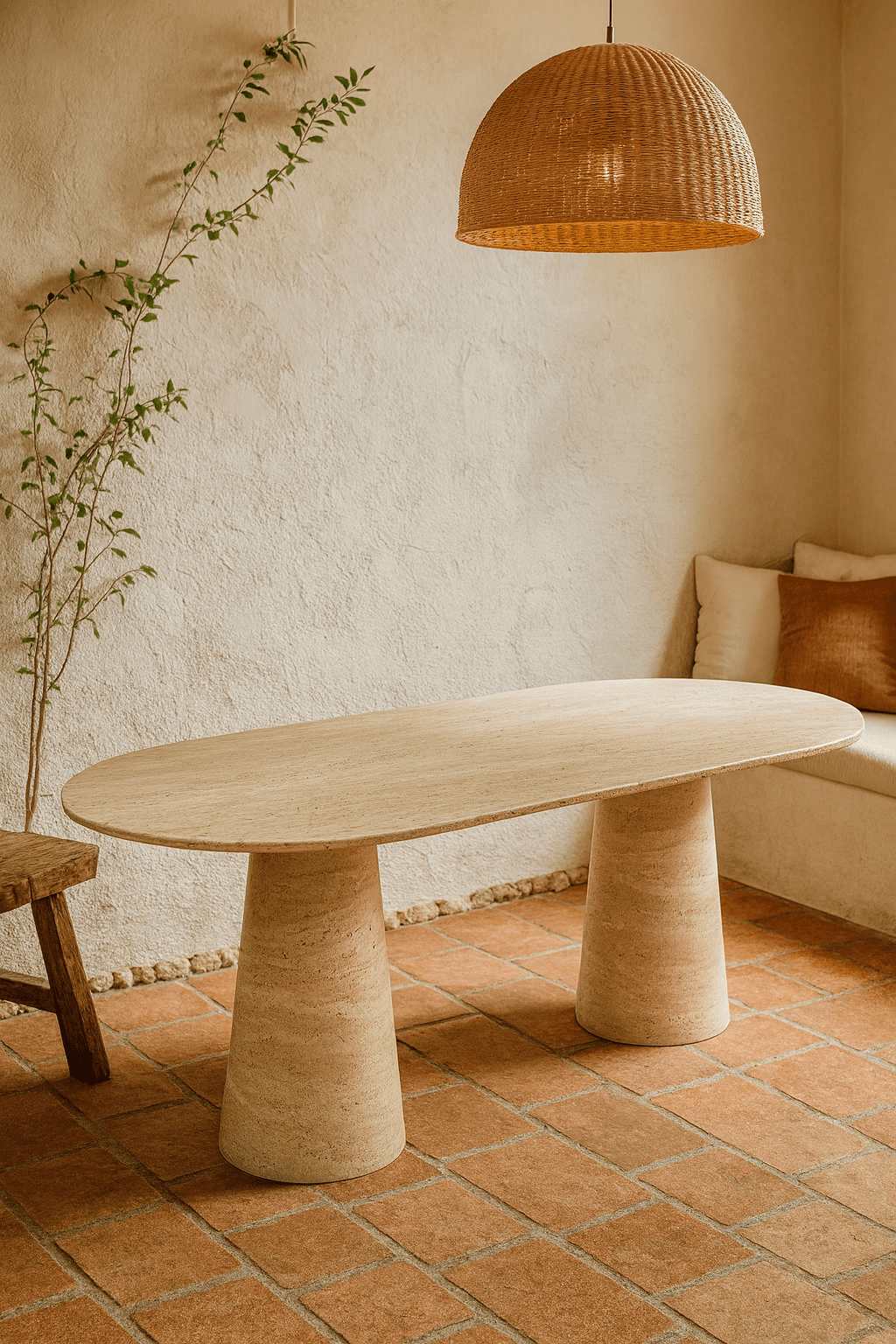 Paul-Traverten Mermer Huni Ayak Yemek Masası resmi