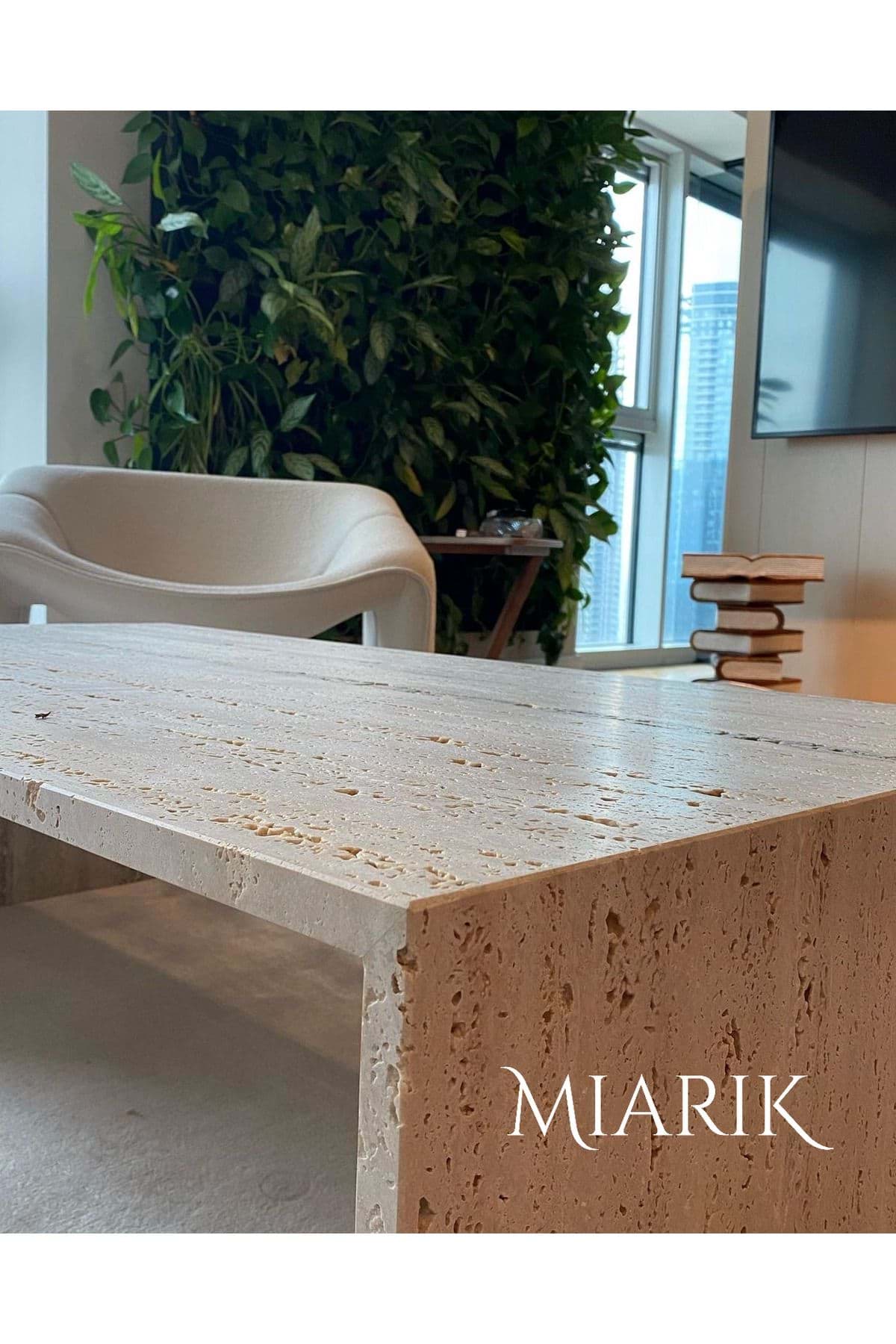 Traverten Orta Ofis Sehpa Kevin resmi