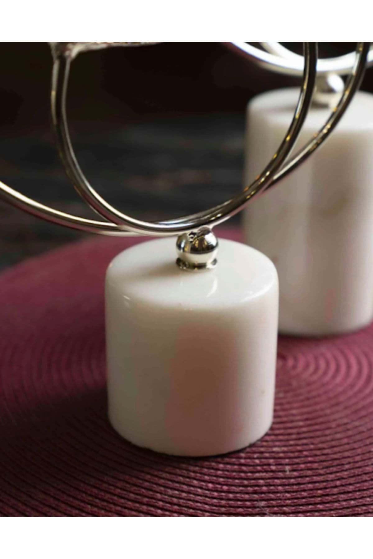 Dekoratif Beyaz Mermer Kaideli Ikili Ginko Kuş Detaylı Dekor resmi