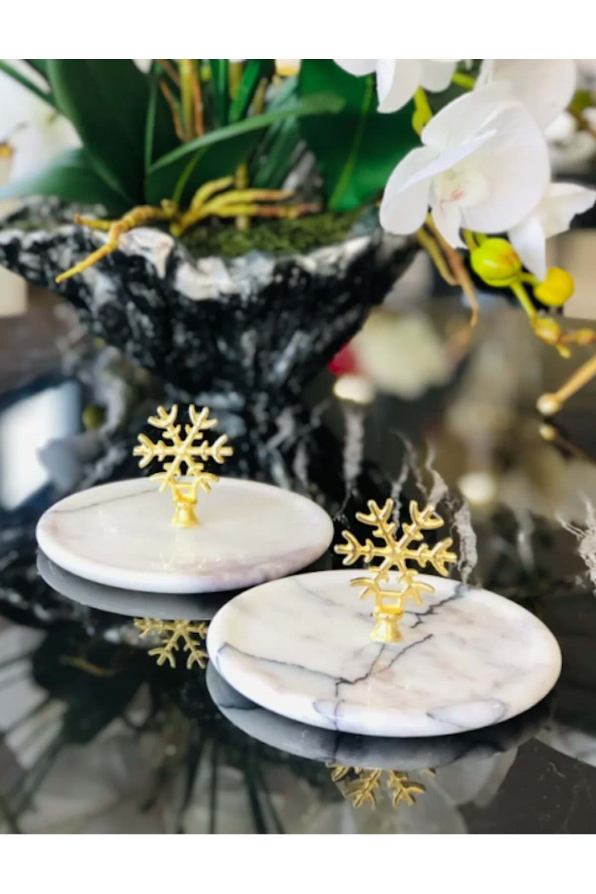 Dekoratif Doğal Mermer Takı Standı , Lokumluk Kar Tanesi Detaylı resmi