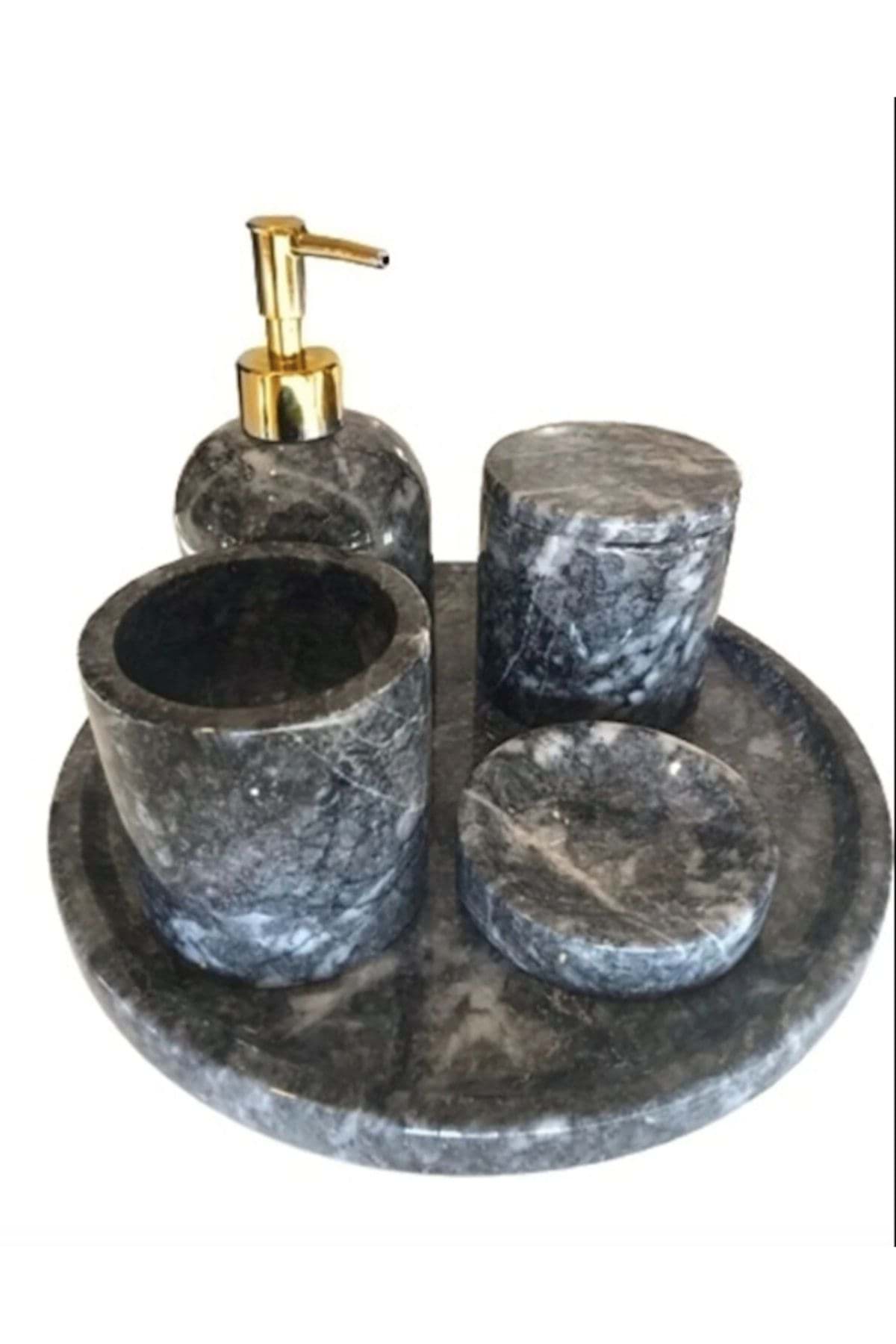 Dekoratif Mermer 5 Li Banyo Seti Takımı resmi