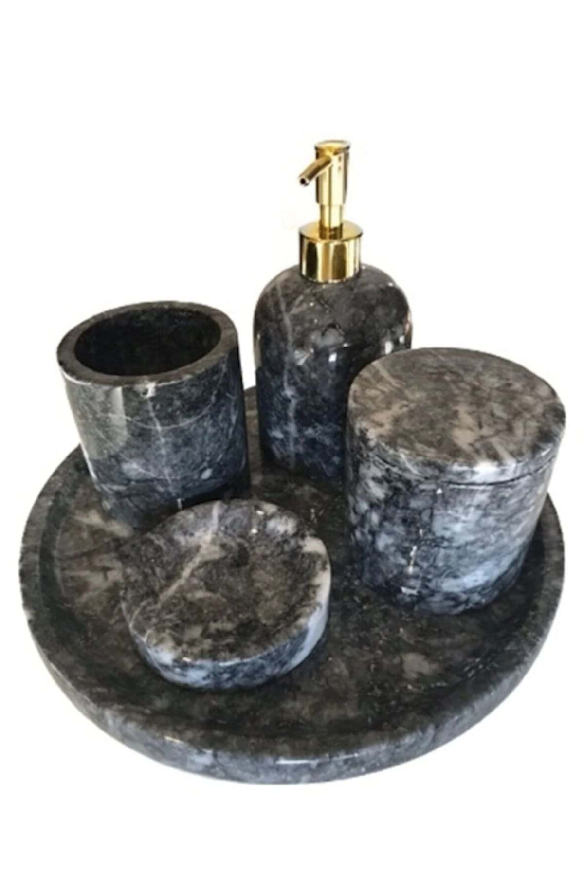 Dekoratif Mermer 5 Li Banyo Seti Takımı resmi