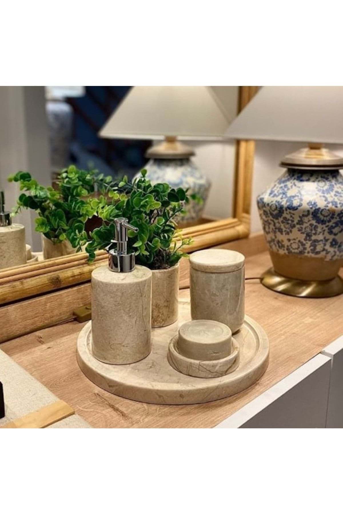 Dekoratif Mermer 5 Li Banyo Seti Takımı resmi