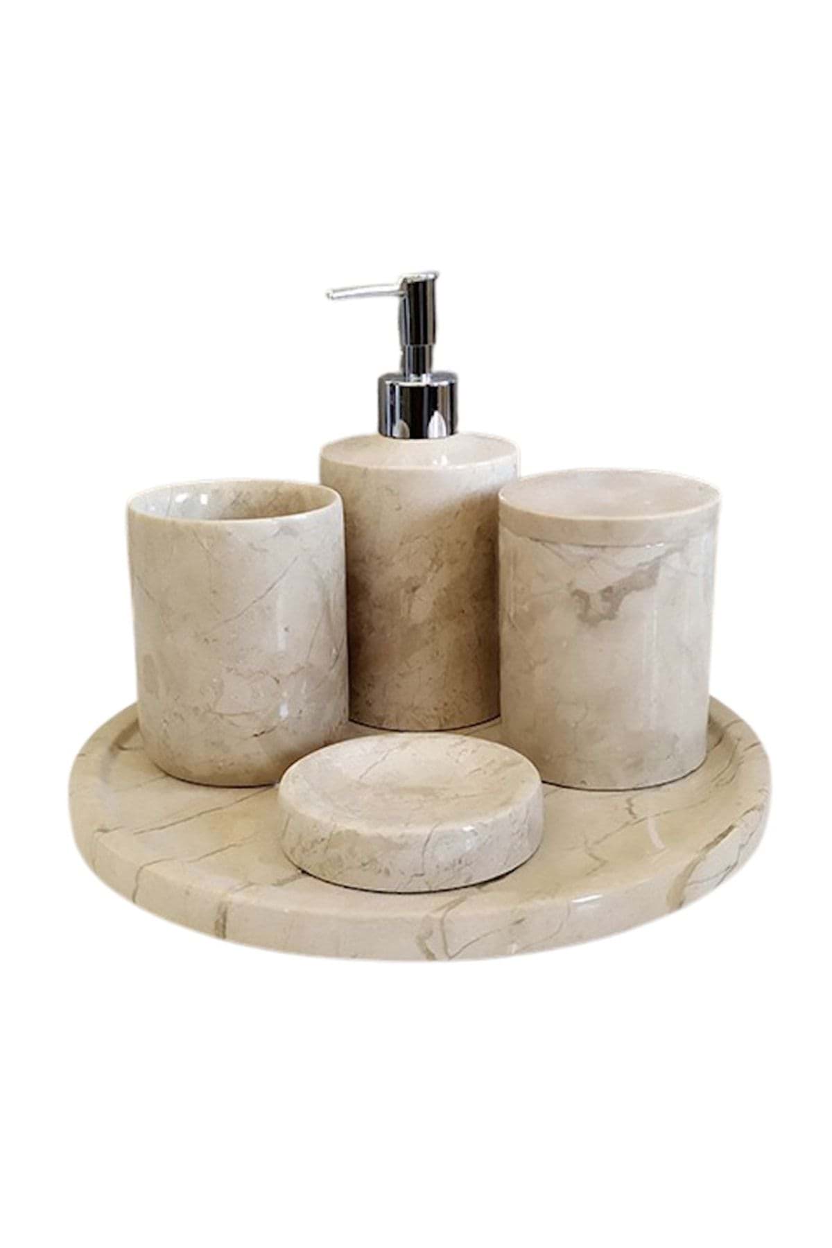 Dekoratif Mermer 5 Li Banyo Seti Takımı resmi