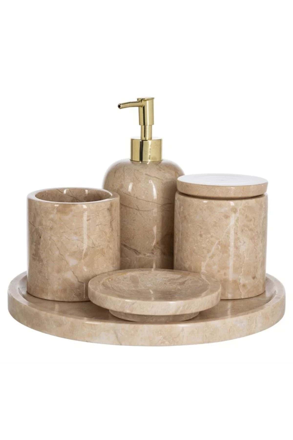 Dekoratif Mermer 5 li Banyo Seti Takımı resmi