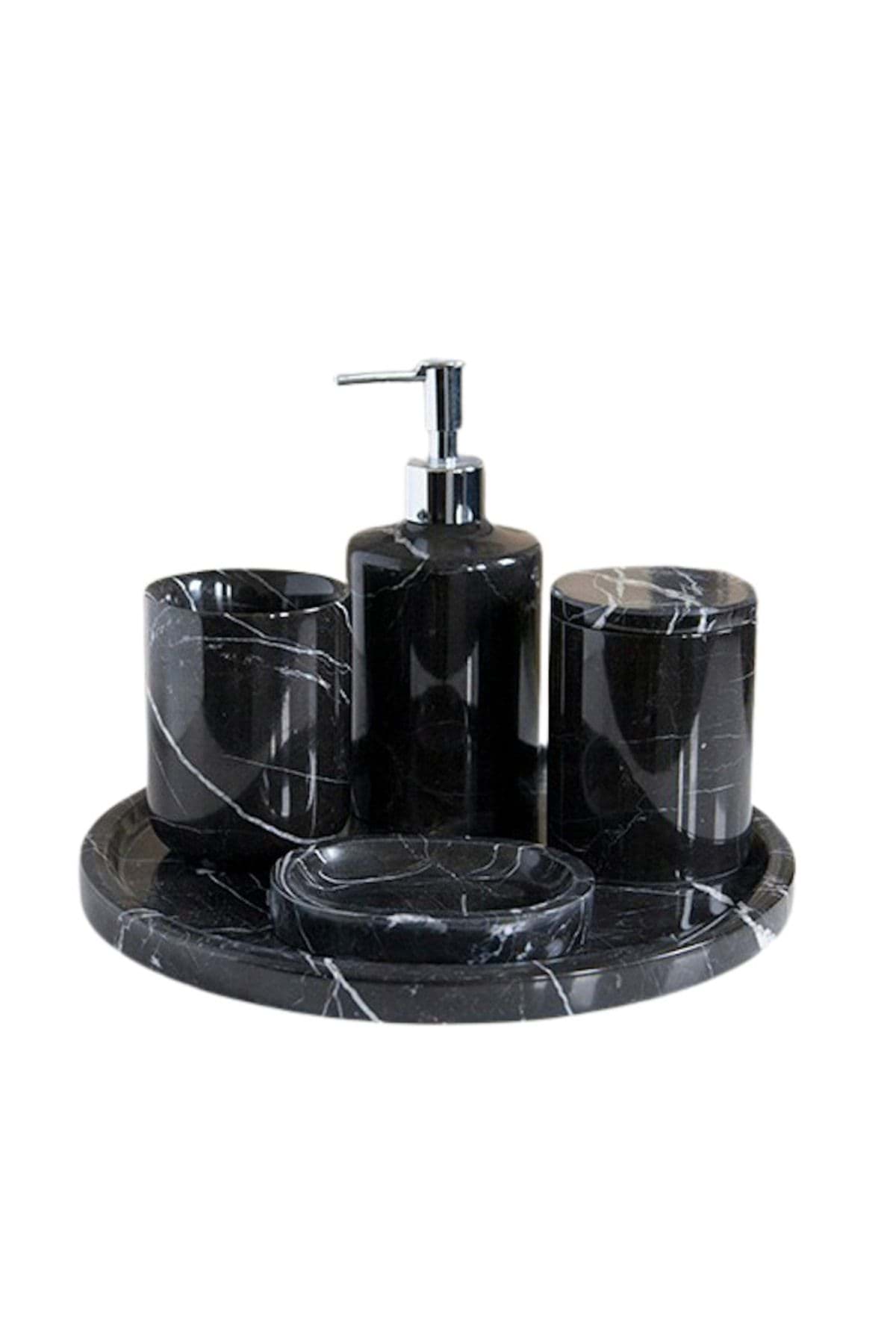 Dekoratif Mermer 5 Li Banyo Seti Takımı resmi