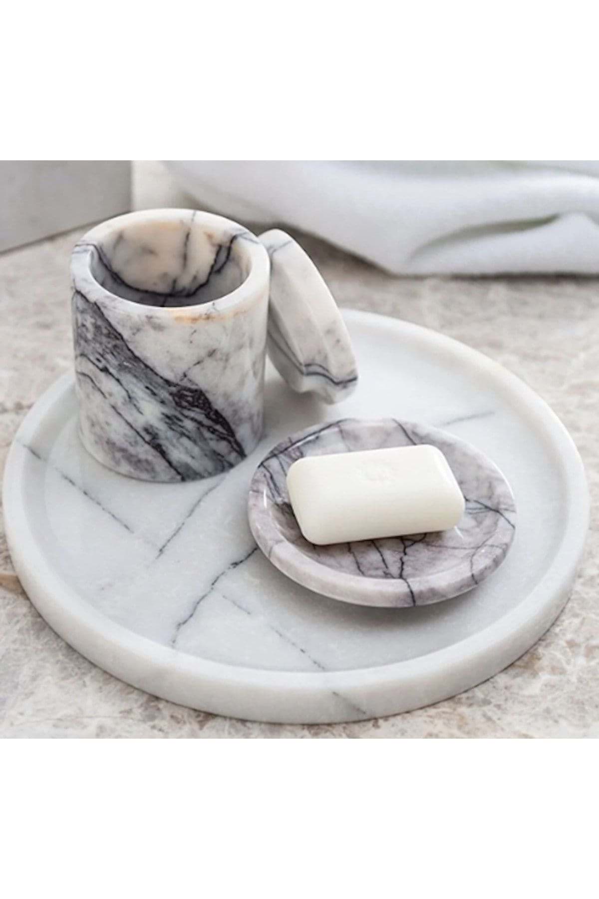 Dekoratif Mermer 5 Li Banyo Seti Takımı resmi
