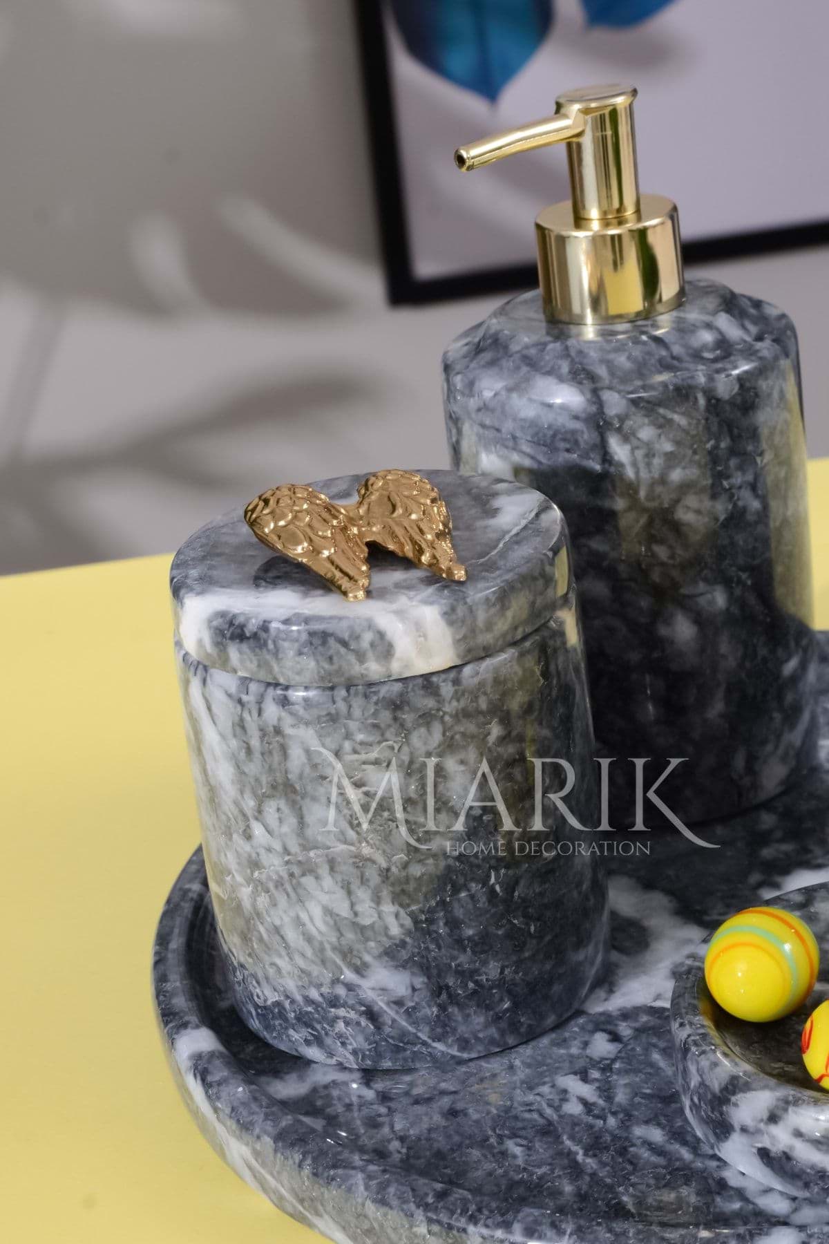 Dekoratif Mermer Aksesuar Detaylı 5 Li Banyo Seti Takımı resmi