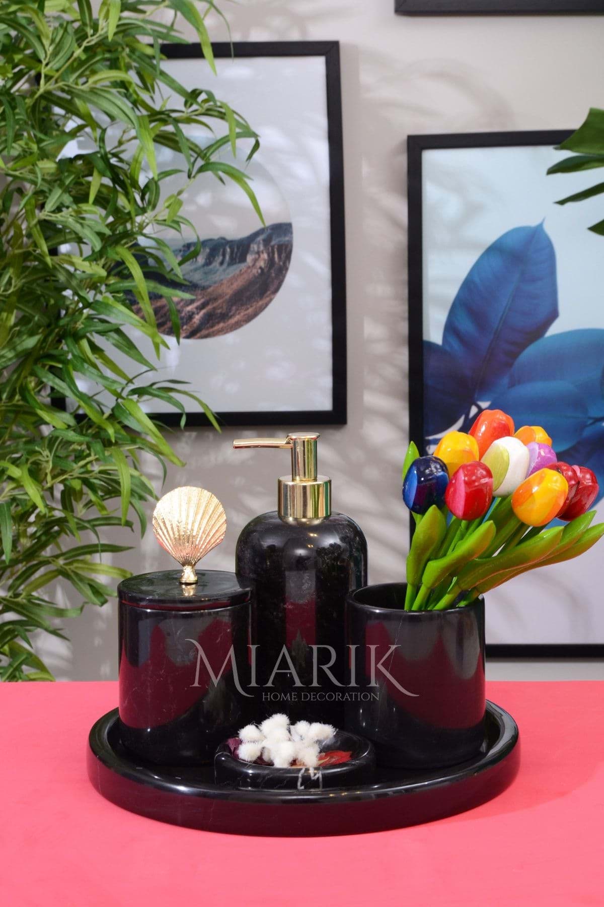 Dekoratif Mermer 5 Li Banyo Seti Takımı resmi