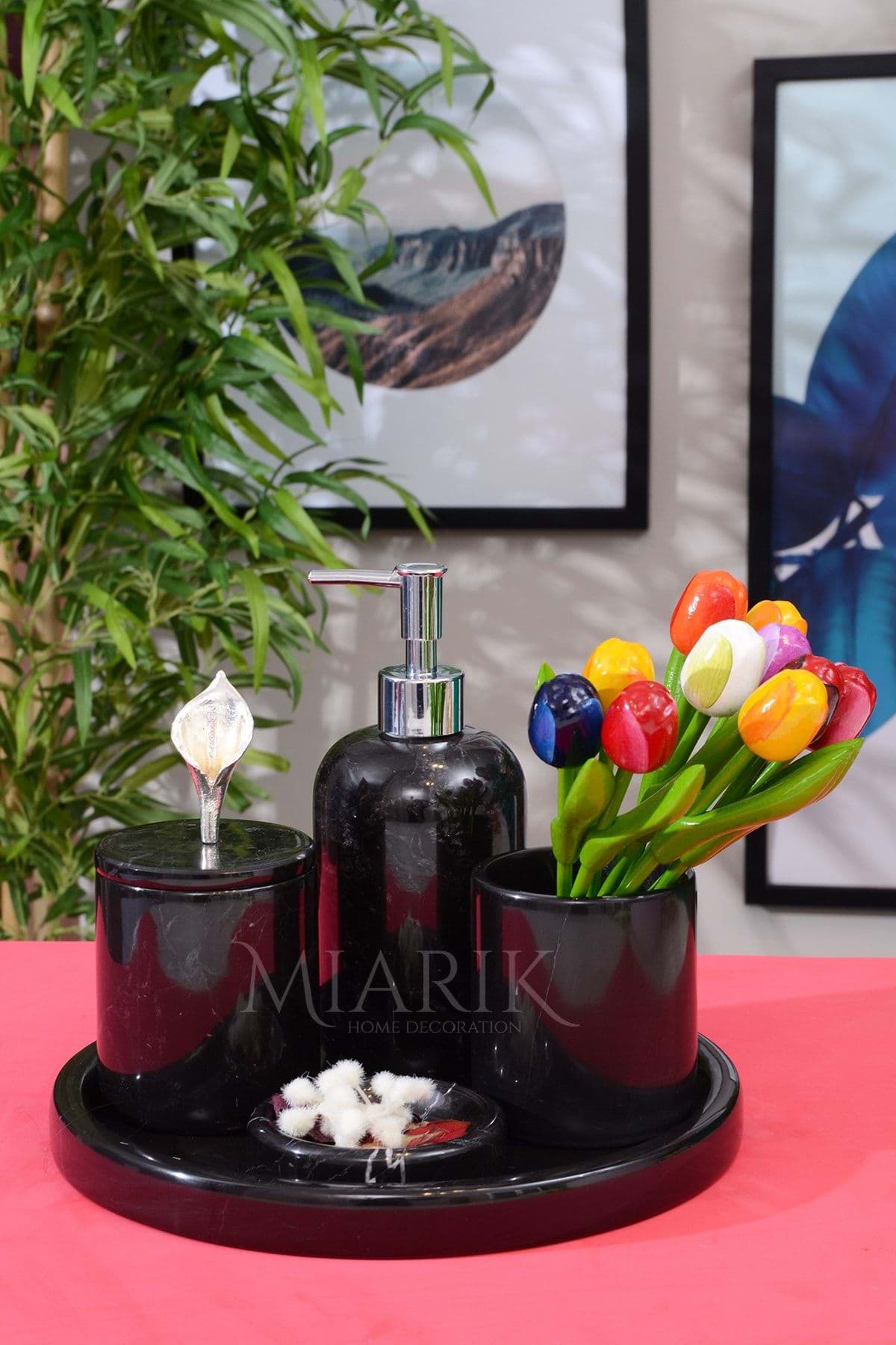 Dekoratif Mermer 5 Li Banyo Seti Takımı resmi