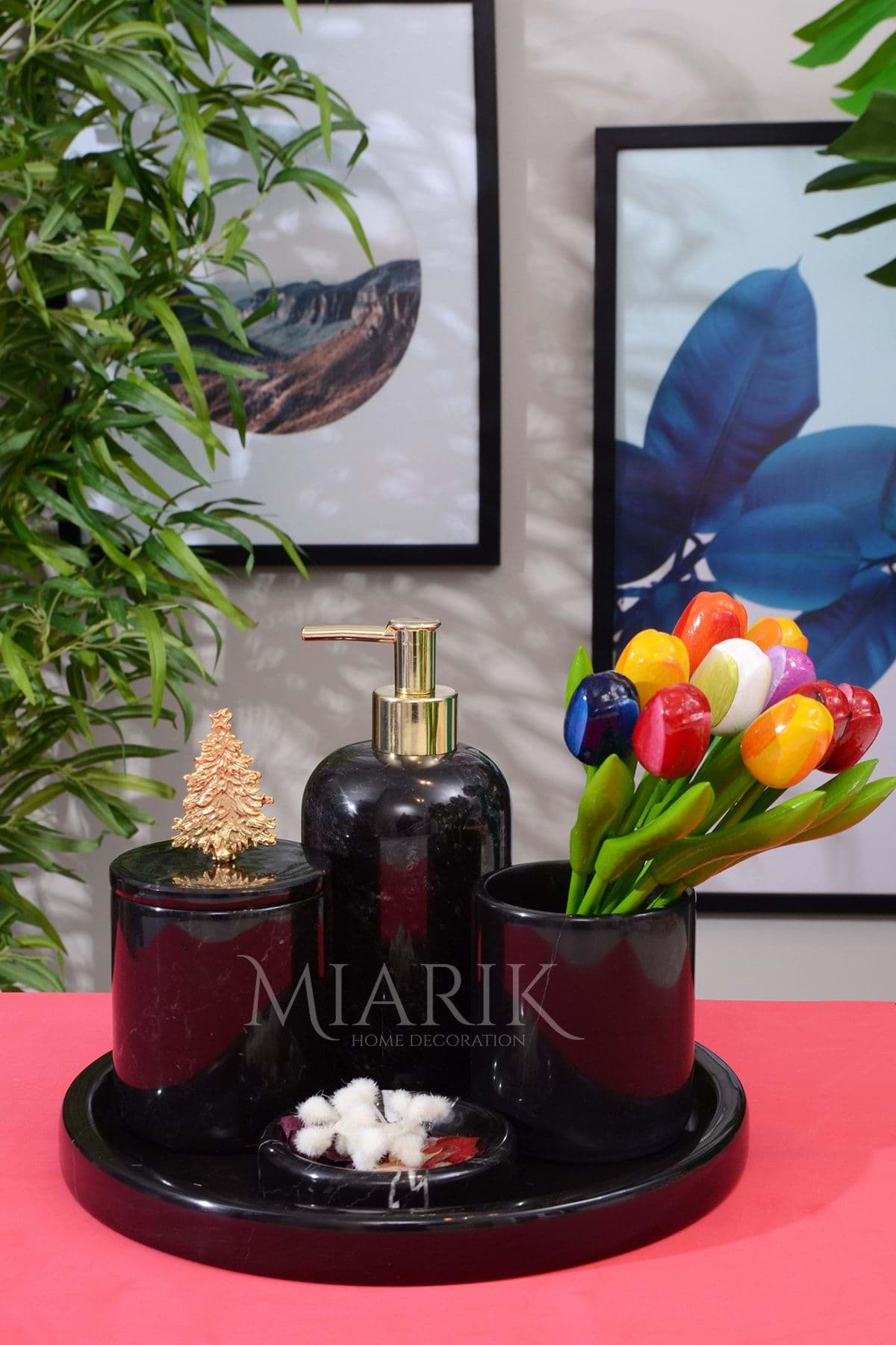 Dekoratif Mermer 5 Li Banyo Seti Takımı resmi