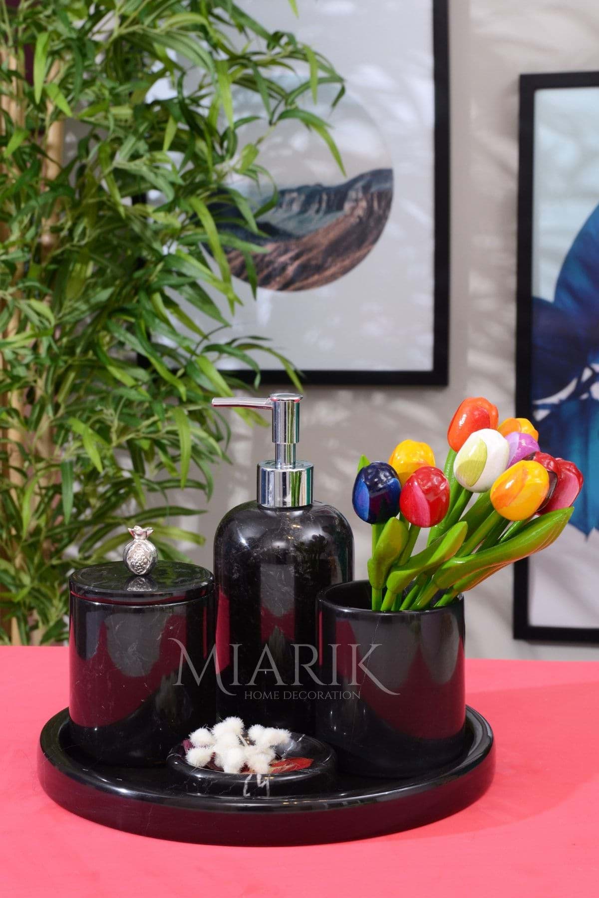 Dekoratif Mermer 5 Li Banyo Seti Takımı resmi