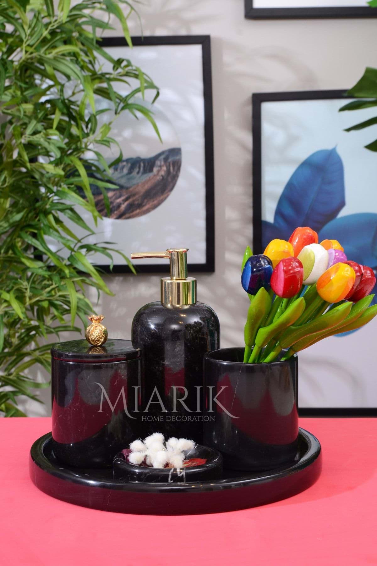 Dekoratif Mermer 5 Li Banyo Seti Takımı resmi