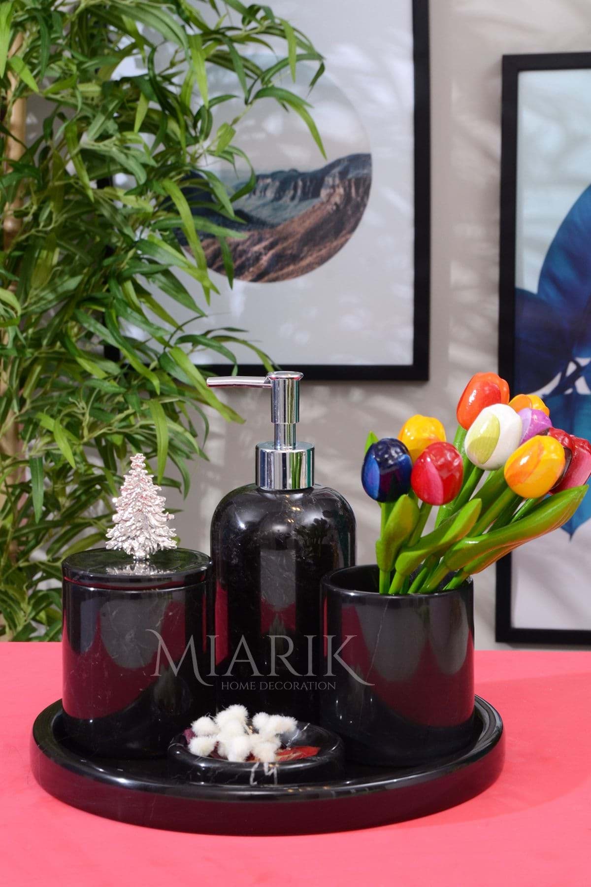 Dekoratif Mermer 5 Li Banyo Seti Takımı resmi