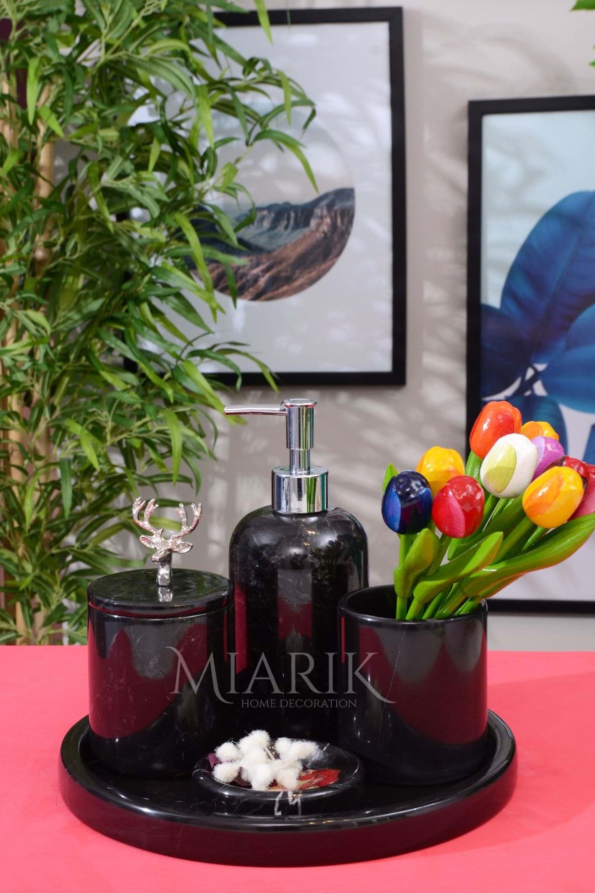 Dekoratif Mermer 5 Li Banyo Seti Takımı resmi