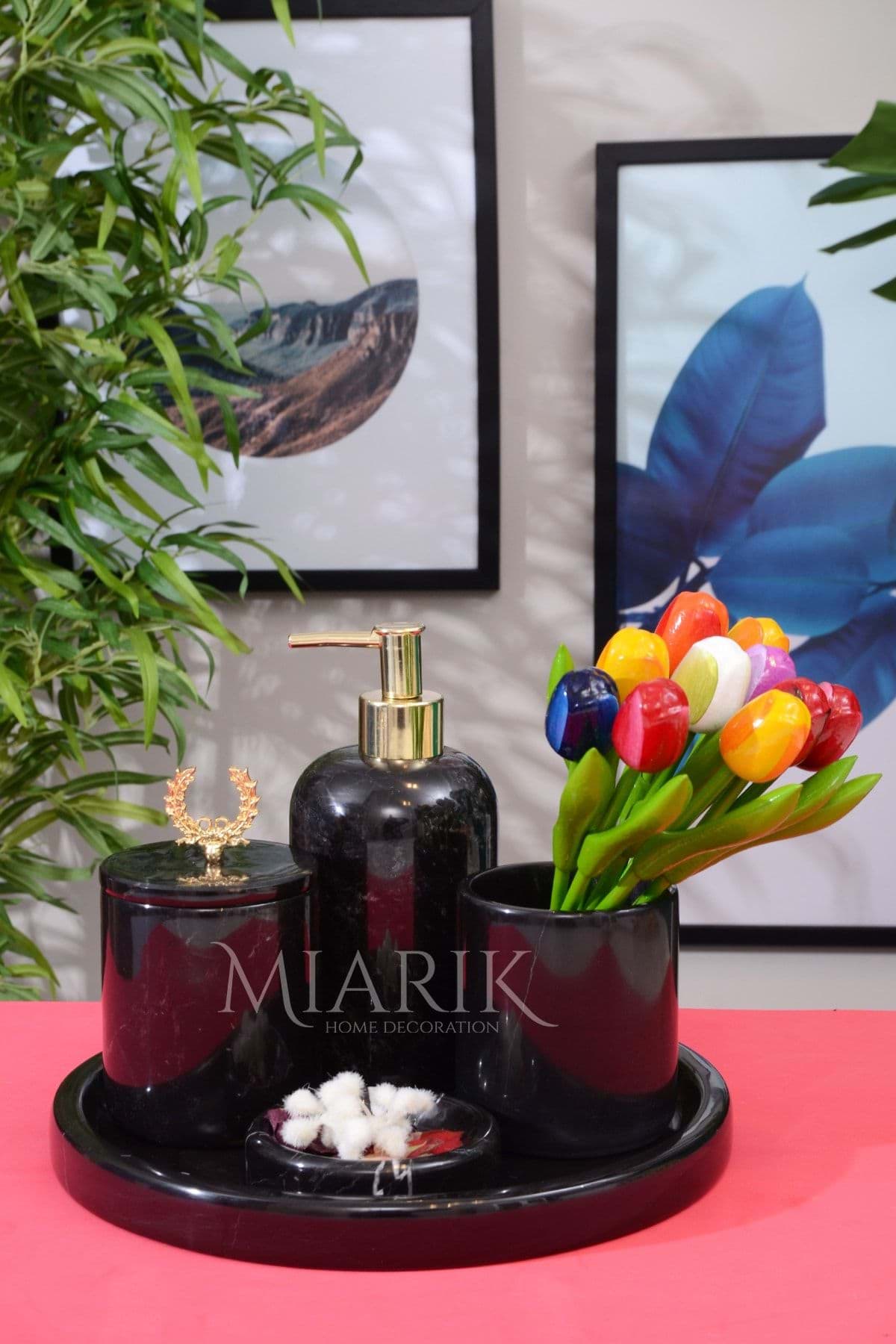 Dekoratif Mermer 5 Li Banyo Seti Takımı resmi