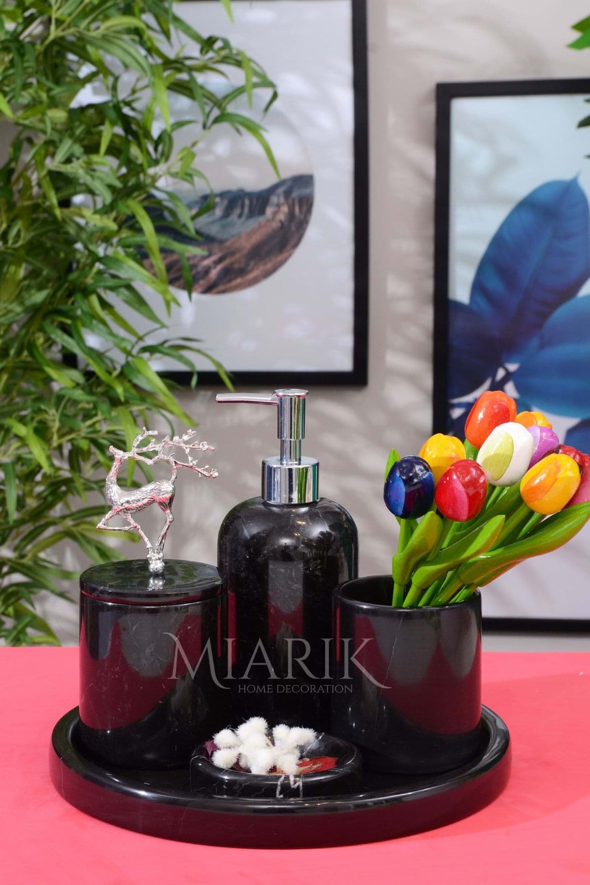 Dekoratif Mermer 5 Li Banyo Seti Takımı resmi