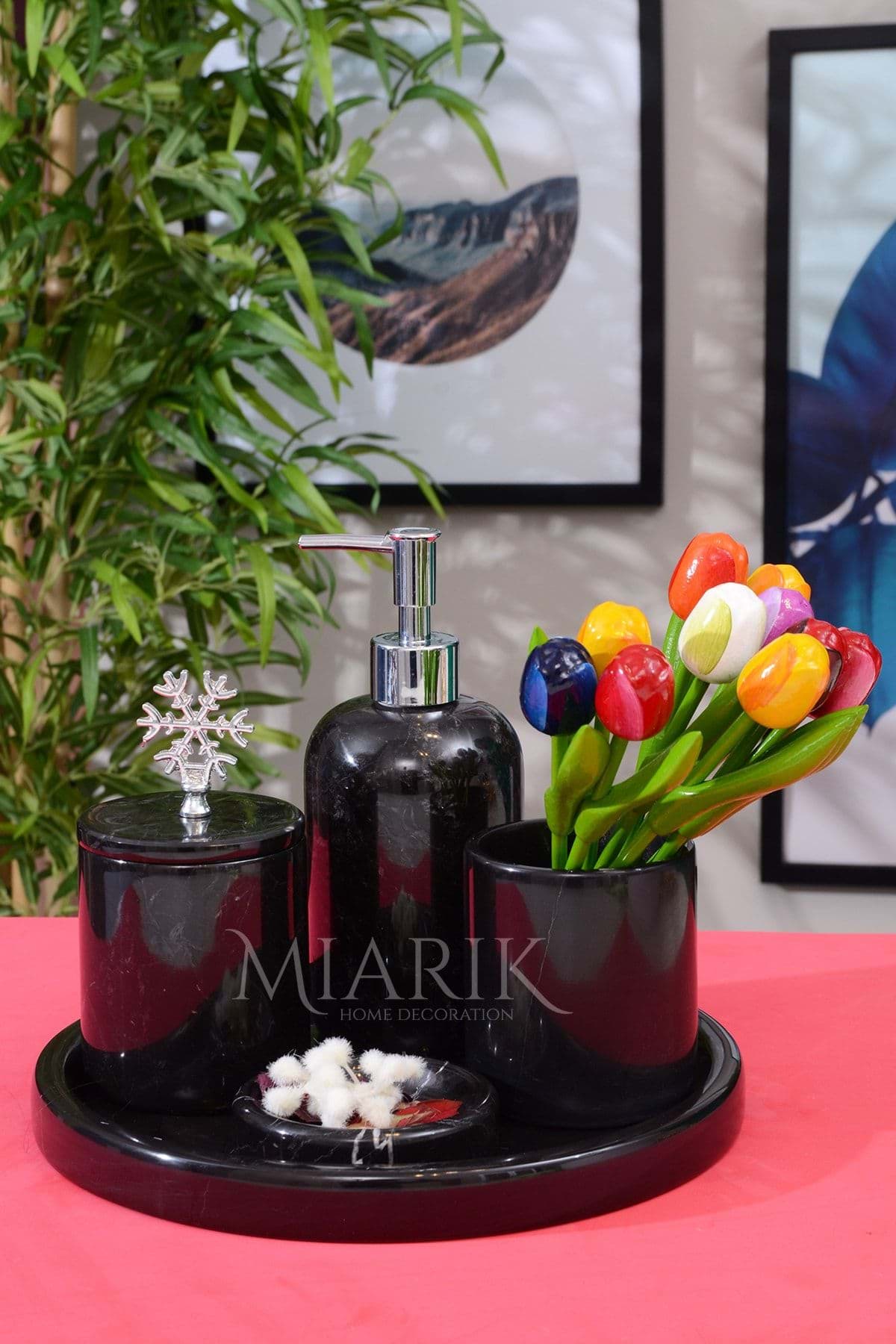 Dekoratif Mermer 5 Li Banyo Seti Takımı resmi