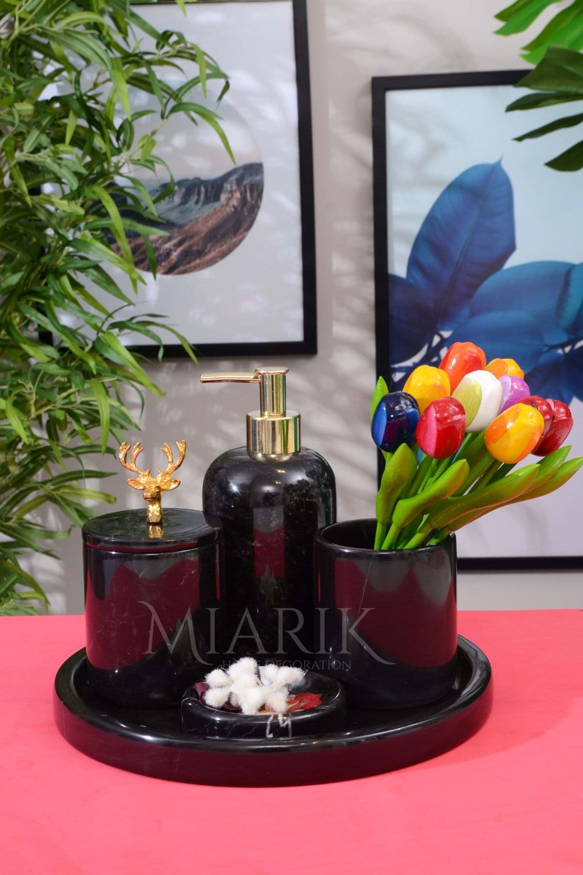 Dekoratif Mermer 5 Li Banyo Seti Takımı resmi