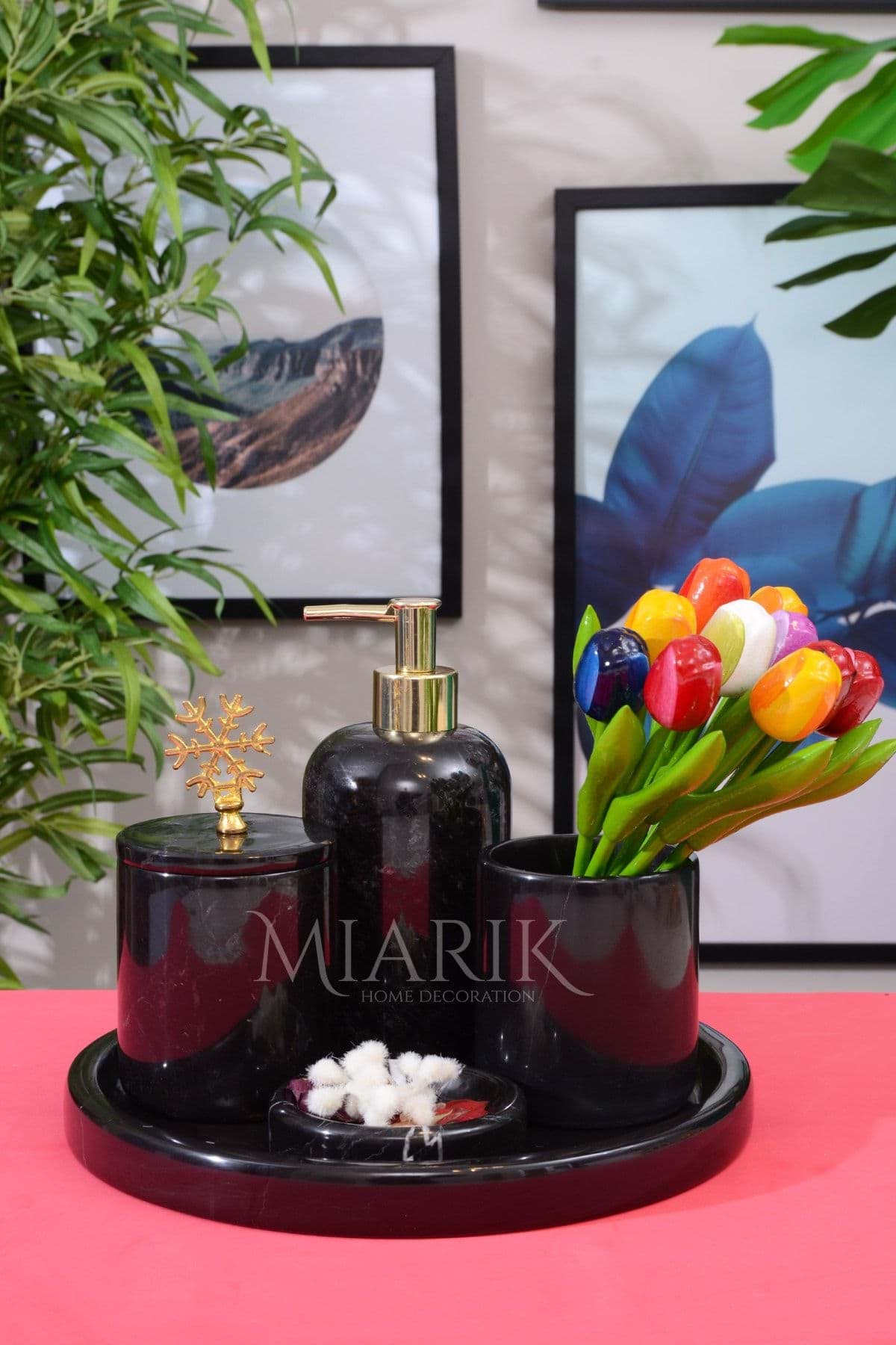 Dekoratif Mermer 5 Li Banyo Seti Takımı resmi