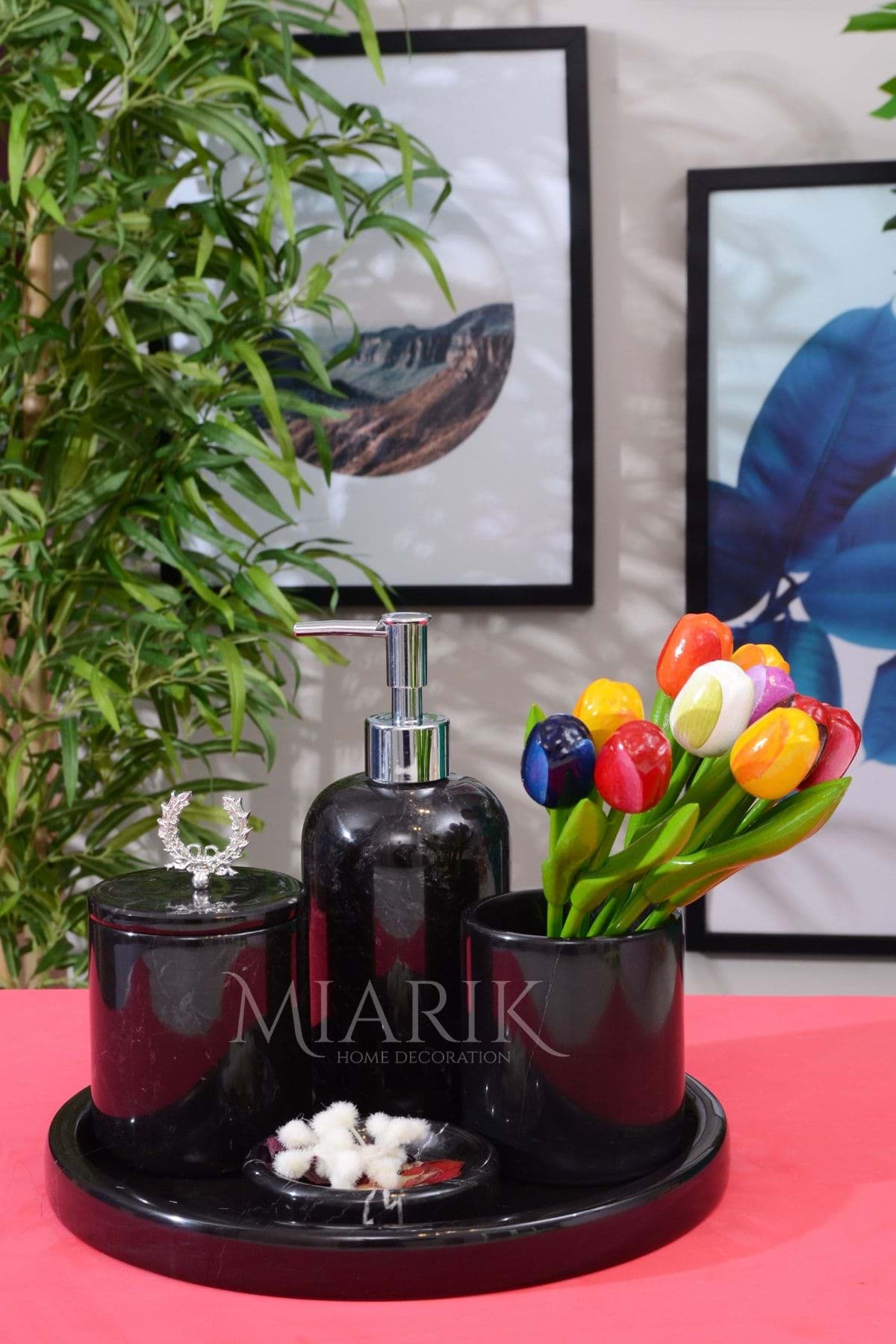 Dekoratif Mermer 5 Li Banyo Seti Takımı resmi