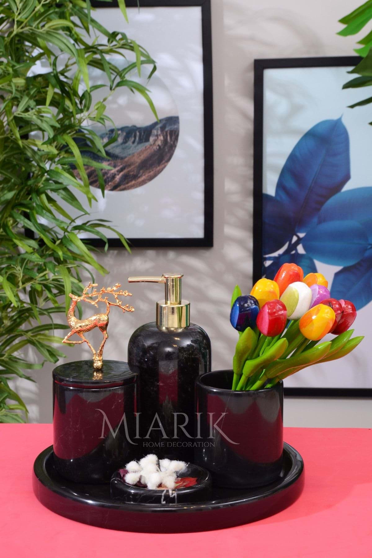 Dekoratif Mermer 5 Li Banyo Seti Takımı resmi